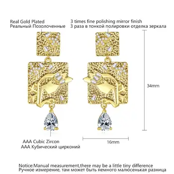 LUOTEEMI Europos Dizaino AAA Aišku, Kubinių Zirconia Aukso Spalvos Stud Auskarai Moterims Bijoux Aikštėje bižuterijos Brincos