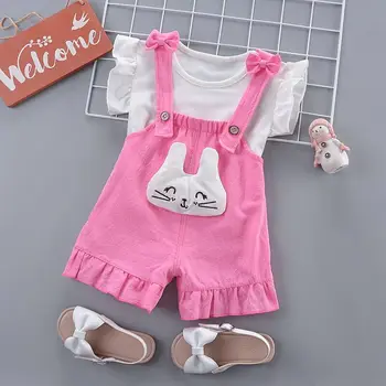 BibiCola mergaičių vasaros drabužių rinkiniai Mažas vaikas komplektus drabužių atsitiktinis suknelė marškinėliai + kelnės 2 vnt kombinezonas kūdikiui 4 metus