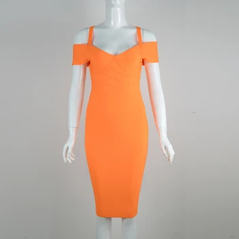 Moterų Tvarstis Suknelė 2020 Nauja Siunta Elegantiškas Vasarą Off Peties Tvarstis Oranžinė Suknelė Seksualus Bodycon Suknelė Šalies Klubas Vestidos