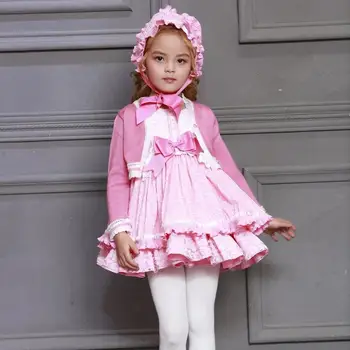 2019 m. Rudenį ispanijos Mergaičių Medvilnės Kokybės Princesė Dress Vaikų Gimtadienio Wediing Suknelė, Vaikams, Suknelės Mergaitėms Saldus Suknelė 3pcs