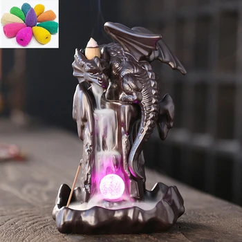 F Dinozaurų Moliuskui Smilkalų Degiklis Dragon with LED Šviesos Kambarį Kūginiai Smilkalai Censer Arbatinė Papuošalai Smilkalų Viryklė