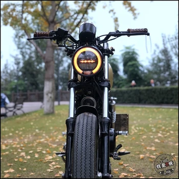 Retro motociklų Black Metalo LED lemputė, priekinis Žibintas Dieniniai Žibintai Už CG125 GN125 Už Harley Cafe Racer 