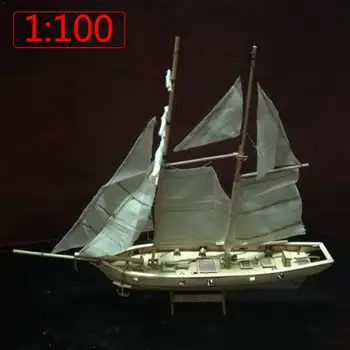 1 Set Surinkimas Statybos Rinkiniai Laivo Modelį, Medinis Burlaivis Sumontuoti Mediniai Buriavimo Mediena 