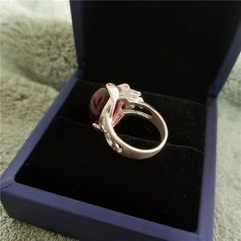 Sidabro papuošalai žiedas, bižuterijos rubino žiedas Derliaus Gėlių Perlas Žiedas Agatas Jade Slyvų Žiedų Granatas Žiedas afrikos juvelyrika