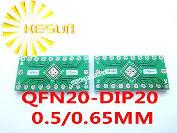 100VNT QFN20 ruožtu DIP20 0.5/0,65 MM Žingsnio IC adapterio Lizdas / Adapterio plokštės PCB LFCSP20