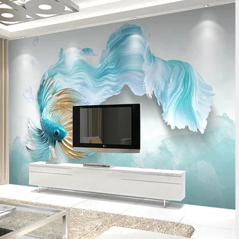 Custom 3D Tapetai, Freskos Šiuolaikinės 3D Abstract Blue Peacock TV Foną, Freskos Gyvenimo Kambario, Miegamasis atsparus Vandeniui Sienų Tapetai