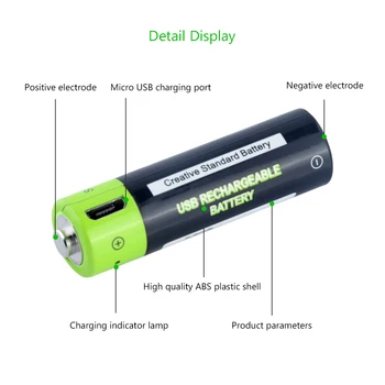 2pieces 1,5 V AA 1700mAh Li-polimero Li-po USB Įkraunamą AA 2A Ličio Li-ion Baterija + USB Kabelis + MUMS/ES/JK Sienos Automobilinis Įkroviklis