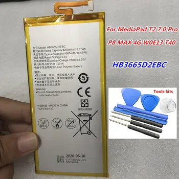 4360mAh Originalus Naujas HB3665D2EBC Baterija Huawei MediaPad T2 7.0 Pro PLE-701L PLE-703L Baterijas + Įrankiai