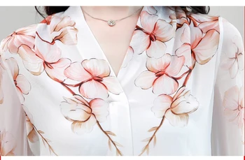 Balta Pusė-Rankovės Marškiniai, Moterų Palaidinė 2020 Naujas Elegantiškas V-kaklo Atsitiktinis Palaidų korėjos mados drabužių Atspausdintas Šifono Viršuje 198H