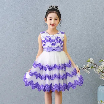 2020 Naujas Vasaros Princesė Dress Vaikai Lankas Suknelės, Gėlių Mergaičių Vestuves Gimtadienis Trumpos Suknelės Infantil 5 -12 Metų
