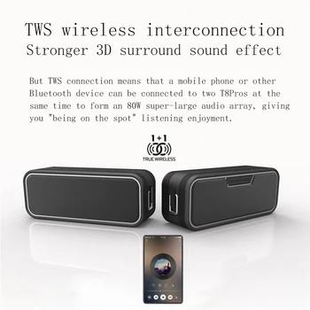Portable Bluetooth Speaker 3D žemų dažnių Garsiakalbis, 40 W Garsiakalbiai IPX67 Vandeniui 8H Grojimo Paramos AUX TF USB