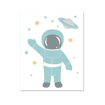 Darželio Astronautas Plakatai Kosmoso Raketų Kūdikių Sienos Meno Tapybos Drobės Šiaurės Spausdinimo Vaikų Berniukų Kambarys Dekoratyvinis Nuotrauką