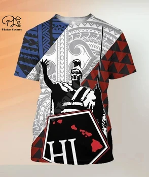 PLstar Kosmosas 3DPrint Polinezijos Havajai Samoa Kariai Tatuiruotė Harajuku Streetwear Kultūros Unisex Juokinga Tshirts Trumpas Rankovės-a1