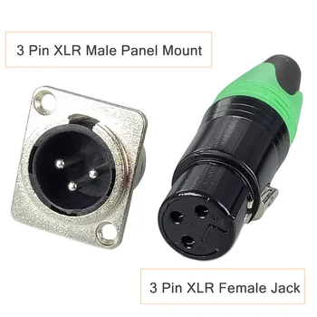2Set/4pcs 3 Pin XLR Jungtis, Nustatyti Male Plug Panel Mount Važiuoklės + Female Jack Lizdas Rinkinys, Mikrofono Jungties Adapteris