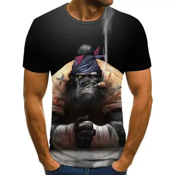 2020 naujas vyrų marškinėliai Vyrams Gyvūnų marškinėliai Orangutan 3D Spausdinimo marškinėlius Vyrų Juokinga tees viršūnes Trumpas Rankovės O-kaklo 3D Spausdinimo Vasaros