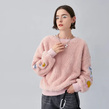 Toyouth Moterų Megztinis Hoodies Atsitiktinis Gyvūnų Siuvinėjimo Storas Šiltas Sweatershirt