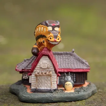 Totoro Namas Miniatura Lėlių Sodo Namų Mini Bonsai Apdailos Miniatiūriniai Amatų Ornamentas 