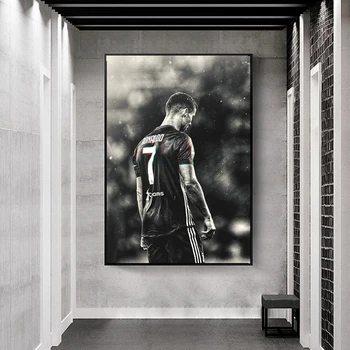 Star Plakatai futbolo futbolo Žaidėjas Cristiano Ronaldo Portretas Tapybos Cabvas Juoda ir Balta Nuotrauka už Namų Projektavimas