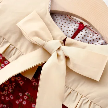 0-3Y Rudenį Kūdikių Mergaičių Suknelė Gėlių Spausdinti Bowknot ilgomis Rankovėmis-Line Mini Princesė Suknelė