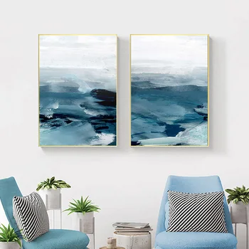 Šiaurės plakatas Abstrakčiai vandenyno kraštovaizdžio sienos meno aliejaus tapybai minimalistinio spausdinimo kambarį namo apdaila dažymas