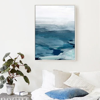 Šiaurės plakatas Abstrakčiai vandenyno kraštovaizdžio sienos meno aliejaus tapybai minimalistinio spausdinimo kambarį namo apdaila dažymas