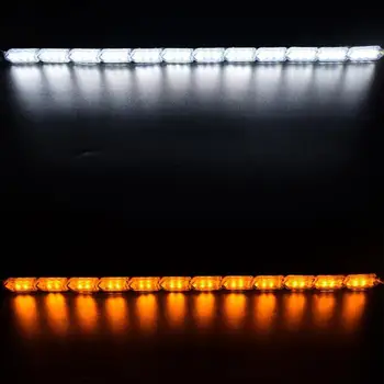 Lanksti Kristalų Angelo Ašaros LED Šviesos Juostelės Su Posūkio Signalo DRL Dieniniai Baltas Su Tokia Geltona Funkcija 2vnt 50cm