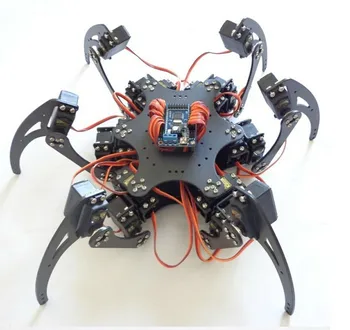 18 DOF Aliuminio Metalo Hexapod Robotas Voras Šešių Pėdų/Kojų Robotų Rėmas/Važiuoklė Komplektas Arduino, Nuotolinio valdymo pultelis 