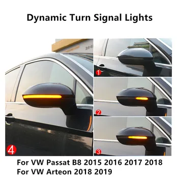 2 gabalus, Volkswagen VW Passat, B8 Variantas Arteon Dinaminis LED Posūkio Signalo Lemputė Eilės Šoninis Veidrodis Indikatorius, Indikatorių