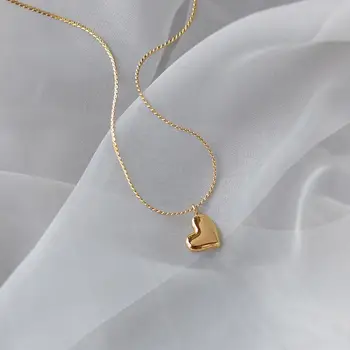 Paprasta Ins Stilius Puikus Širdies Moteris Elegantiškas Vėrinys Clavicle Grandinės Titano Plieno, Aukso spalvos Karoliai Didmeninė XL236