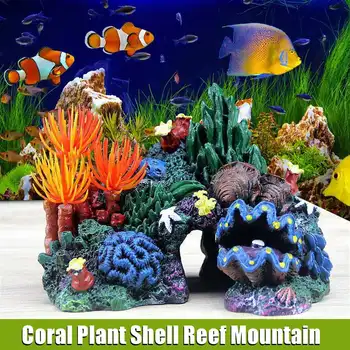 Derva Akvariumas Papuošalai Koralų Augalų Shell Rifo Kalnų Oloje Reikmenys Žuvų Bakas Akvariumo Apdaila Fone Dekoras