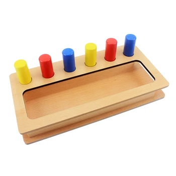 Montessori Medžiagos Vaikams, Žaislas Kūdikiui Medienos Tri-colour Cilindrų Įterpti Langelį Mokymosi Švietimo Ikimokyklinio Mokymo Brinquedos Juguets