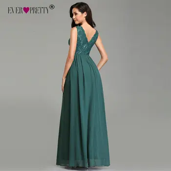 Seksualus Prom Dresses Ilgas Elegantiškas-line Šifono Green Lace V-neck Šalis, Chalatai Kada nors Gana EZ07577 Mados Plisuotos Chalatas De Soiree