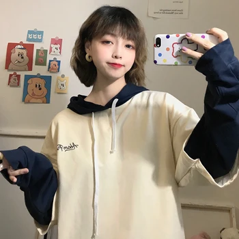 Hoodies Moterų Gobtuvu Laiškas Išspausdintas Paprasta Kratinys Prašmatnus Korėjos Stiliaus Studentų Laisvalaikio Streetwear Mados Moterų Megztinis Dienos