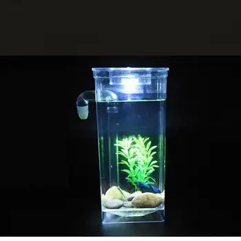 Nauja Kūrybinė Savarankiškai Valyti Akvariumo Žuvų Dubenėlį Su LED Šviesos Dekoratyvinis Mini Ekologinių Betta Žuvų Bakas Inkubatorius Dubenį Vaikas Dovana
