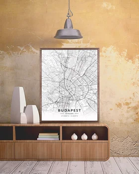Budapešte (Vengrija Žemėlapis Plakatas