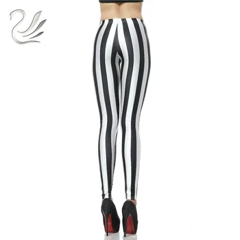 Naujas Mados Legging Digital Slim Sexy Black White Stripes Legins Leggins Spausdinti Moterų Antblauzdžiai Moterims Kelnes