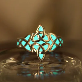 Naujas Švytėjimas Tamsoje Keltai Žiedas Švyti žiedai Celtics mazgų triquetera Žiedas Viking Šviesos Atidaryti žiedas Žėrintis dovana