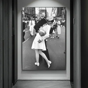 Kiss Times Square Sena Nuotrauka Plakatas Ir Spausdina Derliaus Drobė Sienos Meno Tapybos Retro Dekoro Nuotraukos Kambarį