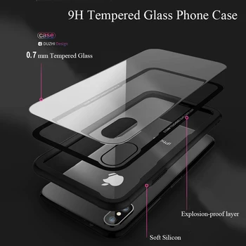FLOVEME Apsauginis Stiklas Telefono dėklas Skirtas iPhone XS Max X XR Prabanga Grūdintas Stiklas Case For iPhone 7 8 Plius 6 6S Plius Funda Shell