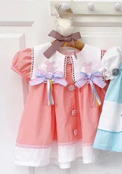 Baby Girl drabužiai ispanijos Naujas Princesė Dress lankas Spausdinti trumpomis rankovėmis suknelė mergaitėms birthday party dress vestidos Y2965
