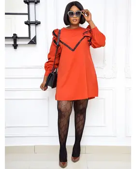 Office Lady Midi Suknelė Moterims Seksualus O Kaklo Nėrinių Kratinys Visą Rankovės Prarasti Suknelė 2020 Naujas Mados Atsitiktinis Afrikos Suknelė Moterims