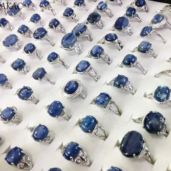 3rings/set AKAC approx6-8*8-10mm gamtos mėlyna kianitas žiedas reguliuojamas, baltos spalvos vario žiedas siųsti atsitiktinai didmeninės