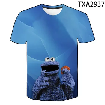 2020 metų Vasaros Cookie Monster Šalies Atsitiktinis 3D marškinėliai Vyrams, Moterims, Vaikams, Mados Streetwear Berniukas Mergaitė Vaikams Spausdinti marškinėliai Topai Tee