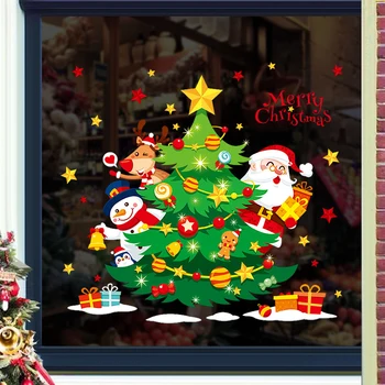 Animacinių filmų Kalėdų eglutė Kalėdų lipdukai, lipnios mall, parduotuvė, stumdomas duris, stiklo, vaikų kambarys namo apdaila sienos lipdukas