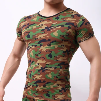 WOXUAN Kamufliažas T-Shirt Quick Dry Kvėpuojantis Triko Armijos Undershirt Mens Suspaudimo Marškinėliai Fitneso Vasaros Bodybulding