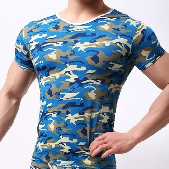 WOXUAN Kamufliažas T-Shirt Quick Dry Kvėpuojantis Triko Armijos Undershirt Mens Suspaudimo Marškinėliai Fitneso Vasaros Bodybulding