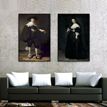 Žinomų Tapybos Drobės Tapybos Sienos Meno Portretas Poaters Kiaunė Soolmans Ir Oopjen Coppit Vestuvių Pateikė Rembrandt Van Rijn