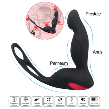 Analinio sekso žaislai vibruojantis prostatos massager suaugusiųjų vyrų vyrų gėjų vibratorius penio žiedas belaidžio nuotolinio valdymo analinis kaištis butt plug