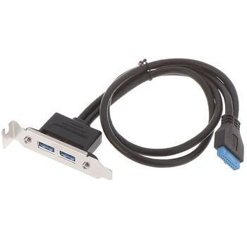 Kompiuterio Kabelio ilgintuvas USB 3.0 Nugaros Skydelio Plėtra Laikiklis 20-Pin Header Kabelis (2-Port) 3.32