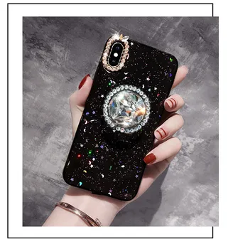 Prabanga Rubisafe Bling Diamond oro Pagalvė Laikiklis Epoksidinės Žvaigždės Ir Mėnulis Minkštas Atveju Padengti iphone11 Pro max XS MAX XR 6 6S 7 8 PLUS Atveju